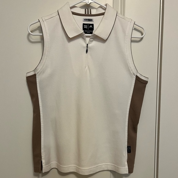 Adidas Cream and Tan Golf Shirt size M - Picture 1 of 8